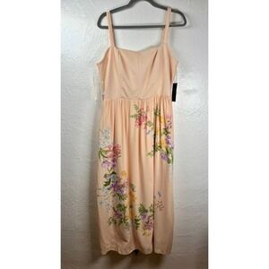 NWT Taylor Womens Sz 12 Yellow Floral Dress Pockets Cottagecore Easter Garden